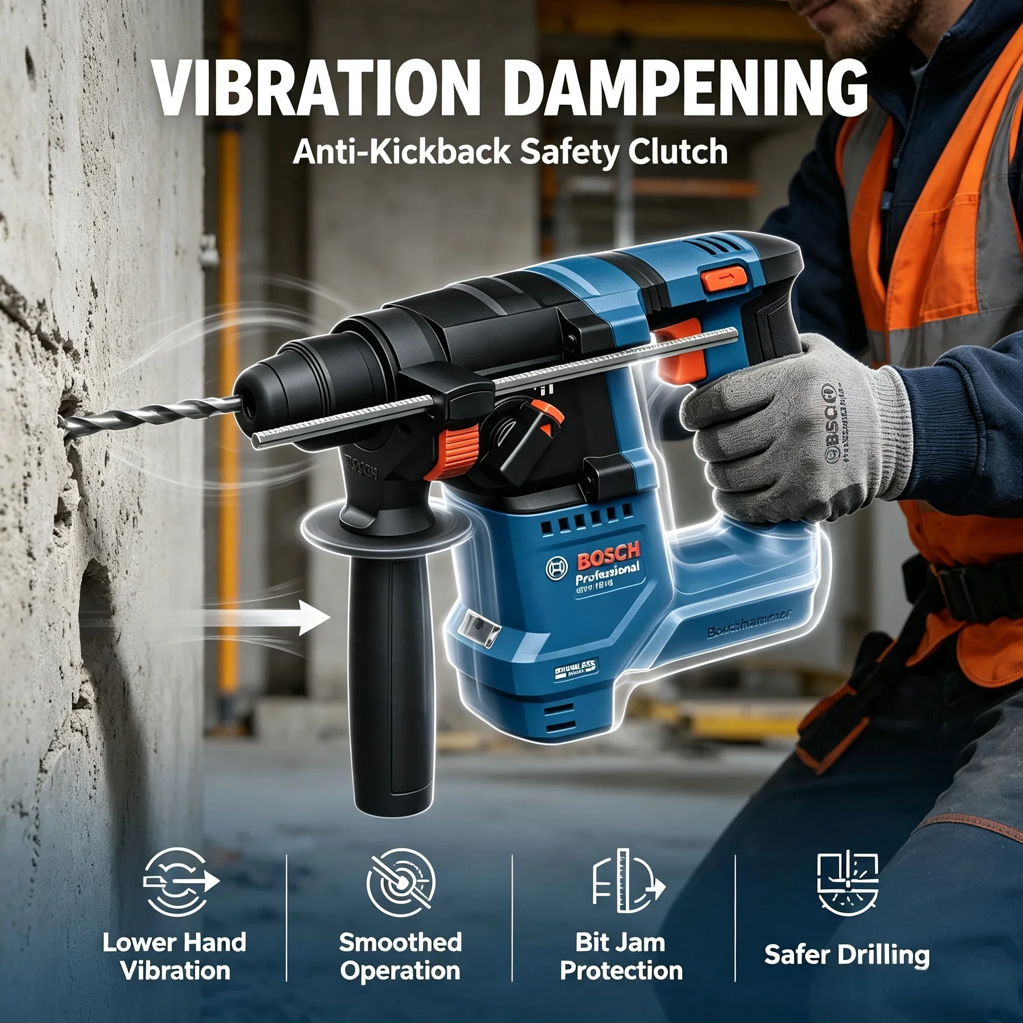 Power Tools Cordless - Bosch GBH 18V-18 Cordless Rotary Hammer,
