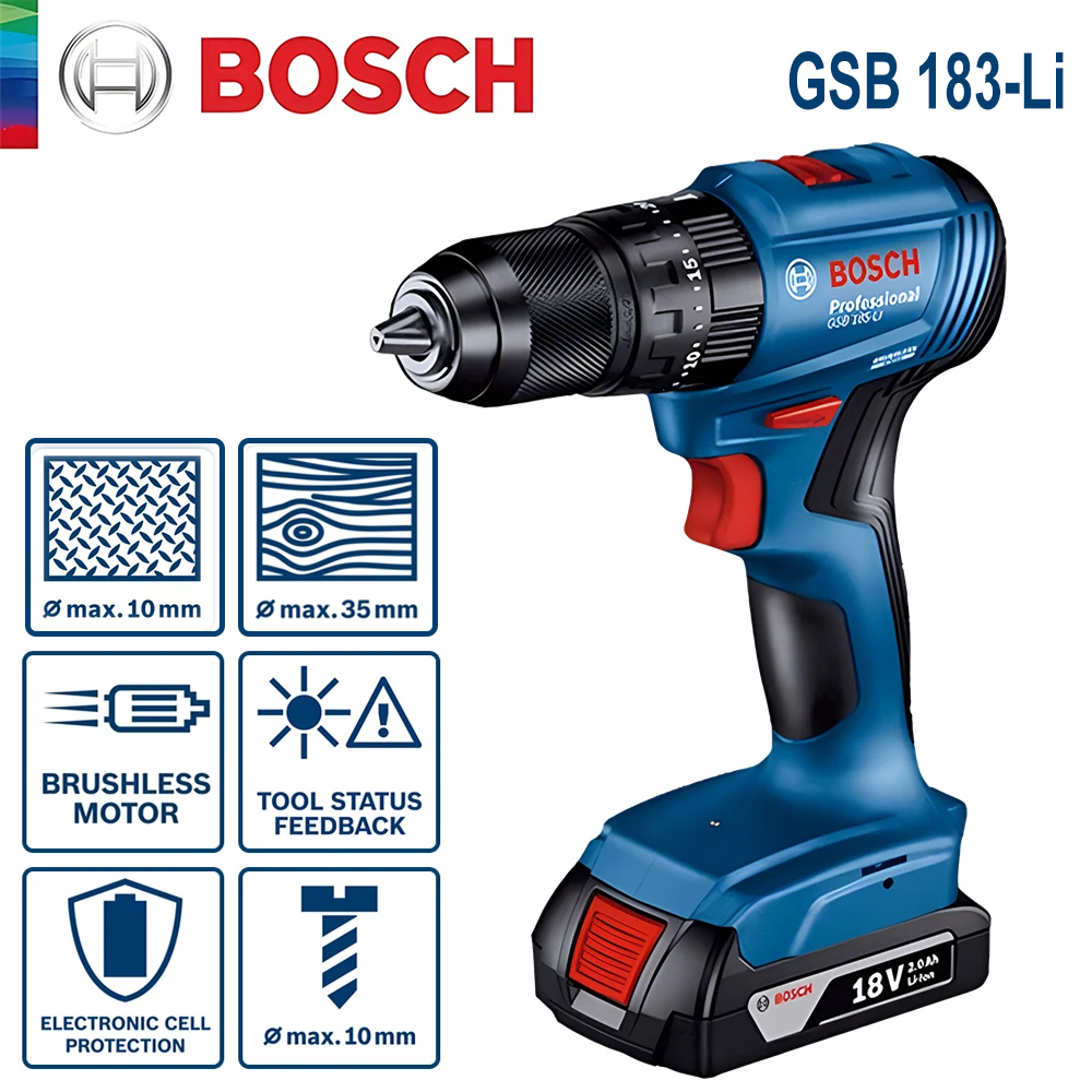 Power Tools Cordless - Bosch GSB 183-LI Electric Drill Screwdriver